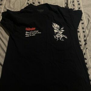 PacSun Black Graphic Tee with Red and White Accents